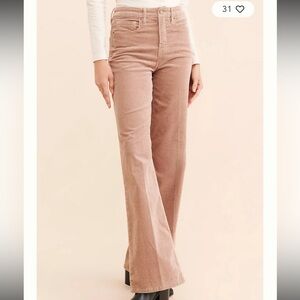 Good American Tan Corduroy Wide-Leg Pants